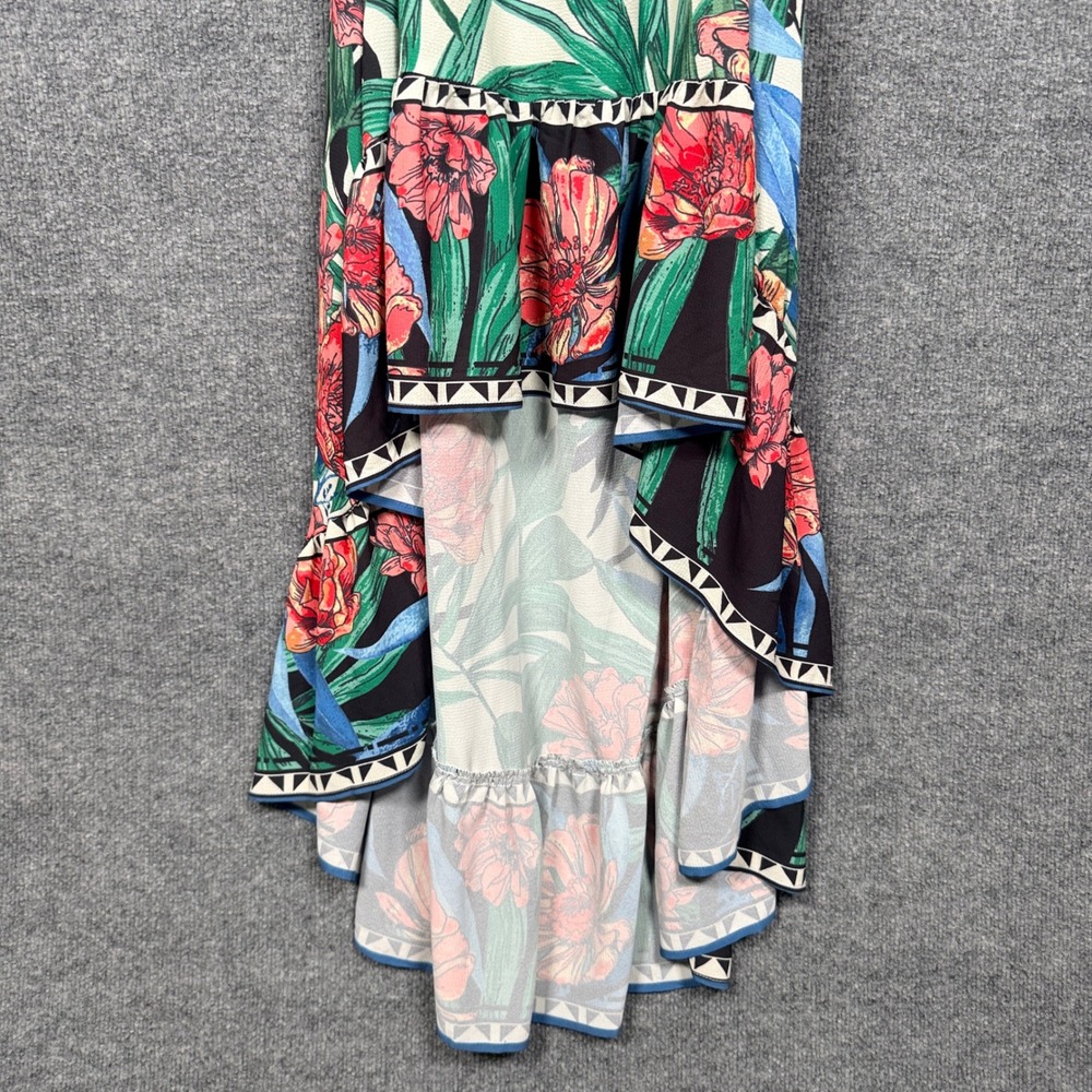 Flying Tomato Size Large Maxi Shift Dress Green Floral Tropical Off The Shoulder - Picture 5 of 10